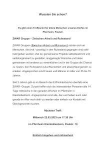 Mehr über den Artikel erfahren Es gibt einen Treffpunkt für ältere Menschen unseres Dorfes im Pfarrheim – ZWAR-Gruppe – Zwischen Arbeit und Ruhestand