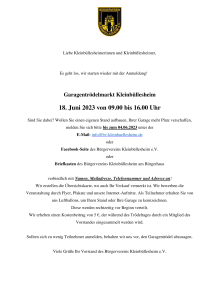 Mehr über den Artikel erfahren Einladung Garagentrödel 2023