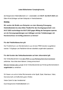 Mehr über den Artikel erfahren Eltern-Kind-Zelten Straßensperrung