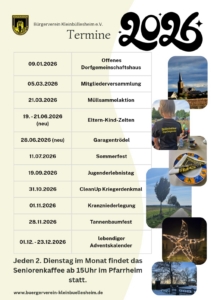 Mehr über den Artikel erfahren Terminkalender Bürgerverein Kleinbüllesheim e.V. für 2026