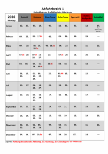 Mehr über den Artikel erfahren Müllkalender 2026