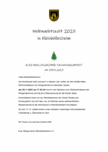 Mehr über den Artikel erfahren lebendiger Adventskalender 2025 Übersicht der Fenster und Einladung Tannenbaumfest